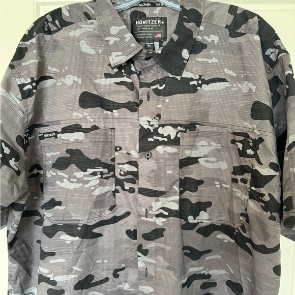 HOWITZER MEN'S CAMO PRINT AMBUSH SHORT SLEEVE BUTTON DOWN SHIRT Size 2X - Picture 8 of 11
